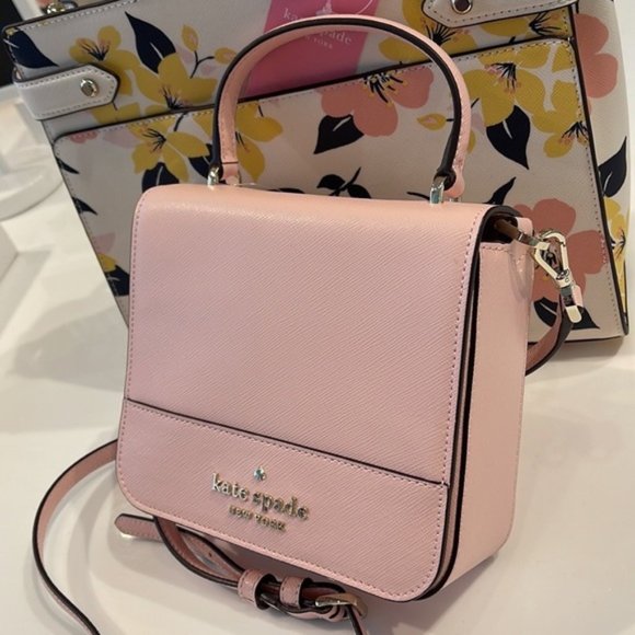 Kate Spade Staci Square Crossbody Saffiano Leather Chalk Pink - Picture 5 of 16